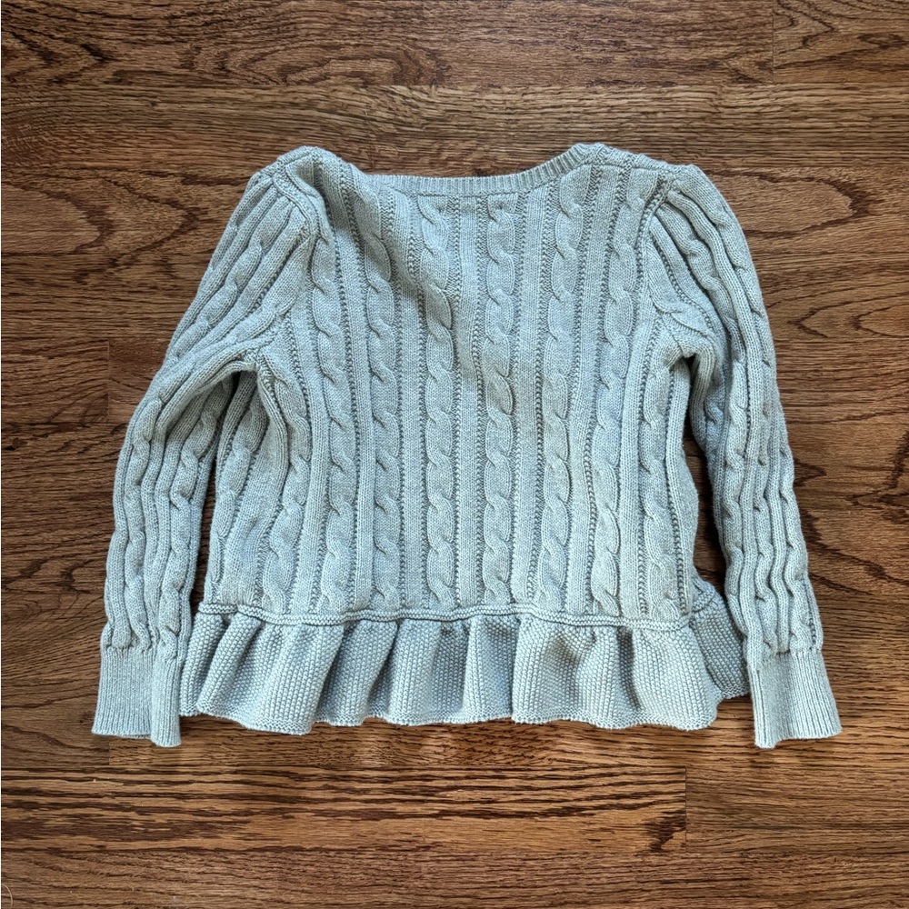 Polo by Ralph Lauren Girl’s Light Gray Cable Knit Cardigan - Picture 2 of 2